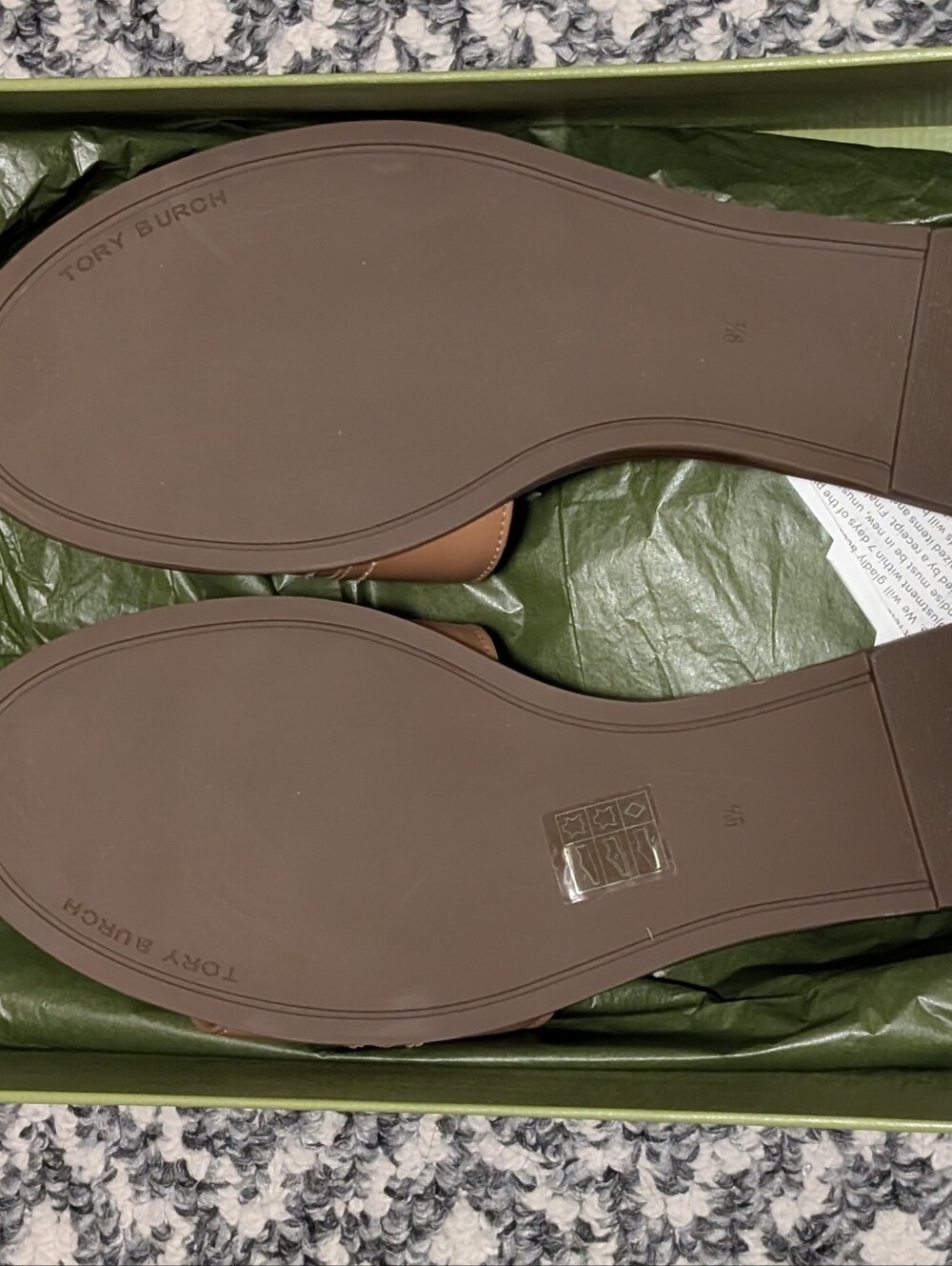 Tory Burch Eleanor Slide Sandal,Size 9.5 | Tan Bourbon Leather|Gold Hardware NWT - Picture 7 of 8